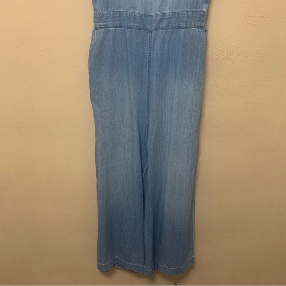 Madewell Denim Apron Bow-Back Jumpsuit in Ronda Wash Size 4 - Picture 6 of 13